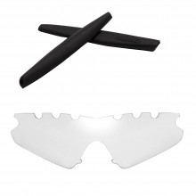 Walleva Clear Vented Replacement Lenses and Black Earsocks for Oakley M Frame Sweep Sunglasses